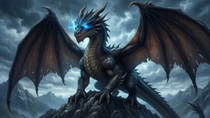 Κομψό anime wallpaper με δράκο σε βουνό. — Cool anime GIF Ταπετσαρία