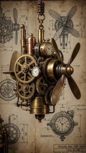 Μια ταπετσαρία steampunk με ένα κινητό από χάλκινους οδοντωτούς τροχούς πάνω σε ένα τεχνικό σχέδιο. — Κινητό GIF Ταπετσαρία