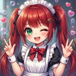 Χαριτωμένο anime κορίτσι με στολή υπηρέτριας που κλείνει το μάτι. — Χάριτωμένο anime προφίλ Ταπετσαρία