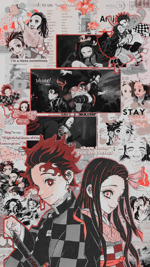 Κολάζ Αισθητικής Tanjiro και Nezuko — Demon slayer tanjiro Ταπετσαρία