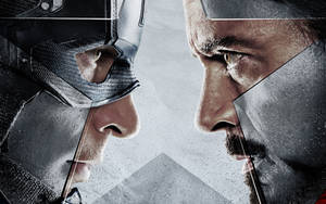 Κοντινό Πρόσωπο με Πρόσωπο Captain America Εμφύλιος Πόλεμος — Iron Man Ταπετσαρία