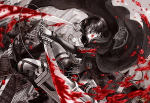 Κόκκινη Αιματηρή Επίθεση Anime — Attack on titan Ταπετσαρία