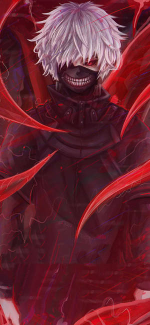 Κόκκινη σκληρή anime Ken Kaneki — iPhone 15 Ταπετσαρία
