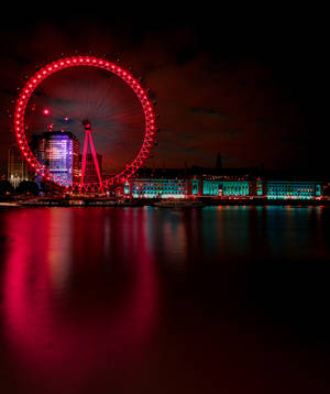 Ταπετσαρία London Eye με όμορφα λαμπερά κόκκινα φώτα — Galaxy Z Fold Ταπετσαρία
