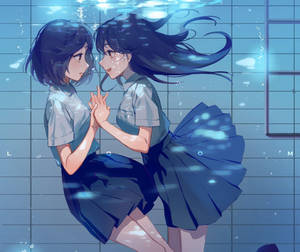 Ταπετσαρία λεσβίες anime στην πισίνα — Ανιμέ λεσβία Ταπετσαρία