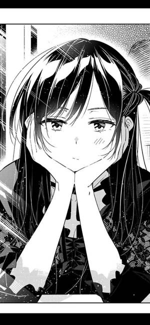 Λυπημένο Anime Κορίτσι Ασπρόμαυρη Λωρίδα Manga