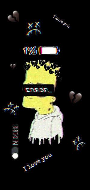Ταπετσαρία λυπημένου Bart Simpsons ποσοστού μπαταρίας — iPhone 14 Plus Ταπετσαρία
