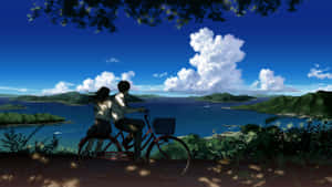 Μαγευτικό Anime Τοπίο με Άνθη Κερασιάς — Όμορφο anime Ταπετσαρία