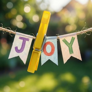 Κίτρινο μανταλάκι με πανό που γράφει JOY. — Motorola Razr 70 Ταπετσαρία