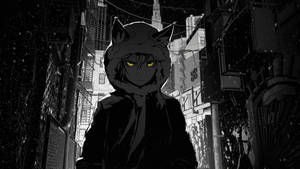 Ταπετσαρία Μαύρου Anime με Καπέλο Λύκου — Μαύρο anime Ταπετσαρία