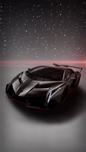 Μαύρο αυτοκίνητο Lamborghini iPhone κάτω από έναστρο ουρανό — Cool cars GIF Ταπετσαρία