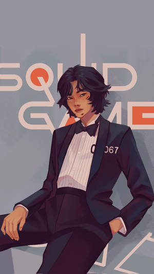 Ταπετσαρία μαύρο ταγιέρ παίκτρια 067 Squid Game — 067 오징어 게임 Ταπετσαρία