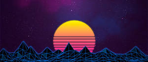 Ταπετσαρία ρετρό φεγγαριού με γραμμές. — 2560x1080 Ταπετσαρία