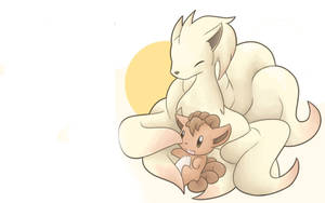 Μια απλή ζωγραφιά των Ninetales και Vulpix — Pokemon Τηλέφωνο Ταπετσαρία