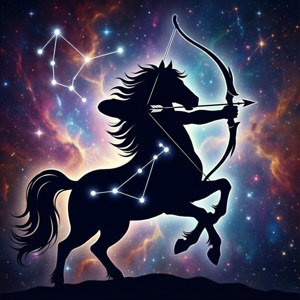 Απλή σιλουέτα ενός κενταύρου τοξότη με νεφέλωμα και αστερισμό — Galaxy Watch Ταπετσαρία