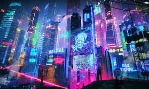 Φόντο Neon Πόλης — Νεον πόλη Ταπετσαρία