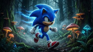 Ο Sonic διασχίζει ένα λαμπερό μαγεμένο δάσος. — Sonic Ταπετσαρία