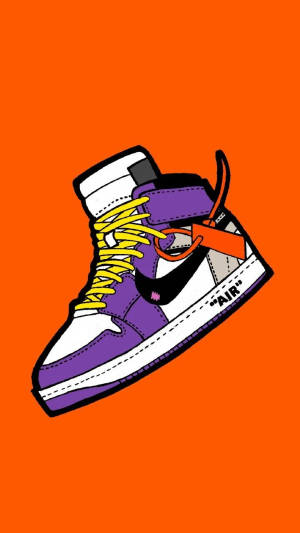 Μωβ και Πορτοκαλί Καρτούν Παπούτσια Nike — Cool iPhone Ταπετσαρία