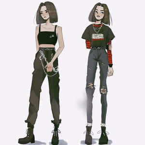 Grunge Anime — Anime κορίτσι με hoodie Ταπετσαρία