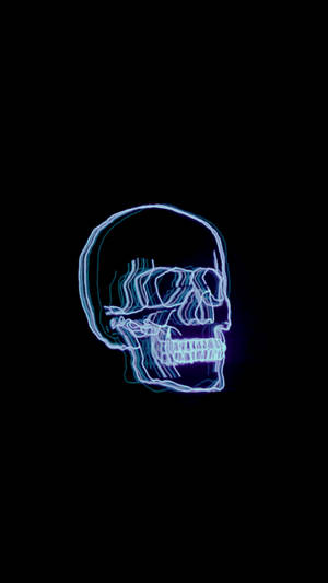 Νέον Κρανίο Αισθητική Σκούρο Μπλε HD — Aesthetic Dark Blue Ταπετσαρία
