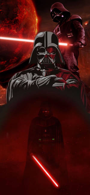2D Star Wars Darth Vader μικτή ταπετσαρία τέχνης. — iPhone 14 Ταπετσαρία