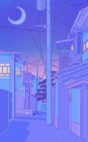 Νύχτα στο Μωβ Χωριό Anime του Τόκιο — Ανιμέ πόλη GIF Ταπετσαρία
