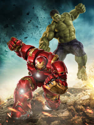 Ο Iron Man και ο Hulk αντιμετωπίζονται σε μια επική μάχη — Galaxy Z TriFold Ταπετσαρία