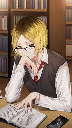 Ο Kenma Μελετά στη Βιβλιοθήκη