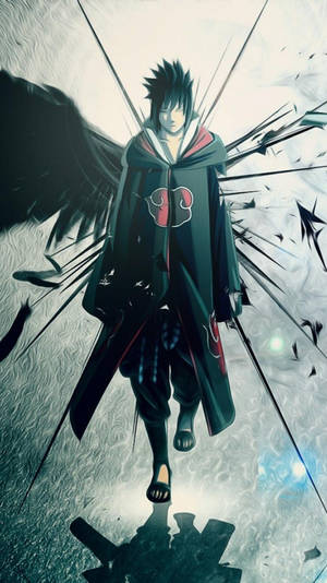 Ταπετσαρία του Sasuke Uchiha που φοράει τον μανδύα της Ακατσούκι.