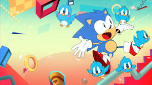 Ταπετσαρία με τον Sonic the Hedgehog και τα Flicky Birds.