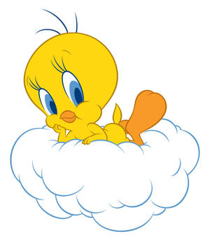 Ταπετσαρία Tweety Ποζάρει σε Λευκό Σύννεφο — Nubia Flip Ταπετσαρία