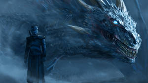 Ταπετσαρία Game of Thrones με τον Βασιλιά της Νύχτας και δράκο. — 1600x900 Ταπετσαρία