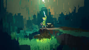 Ο Λινκ, ο νεαρός πρωταγωνιστής του The Legend of Zelda, με το Triforce στο χέρι. — Zelda Ταπετσαρία