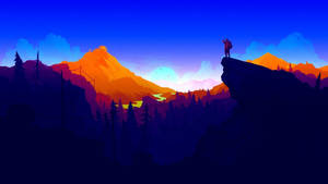 Ταπετσαρία Firewatch με τον Χένρι σε μπλε και πορτοκαλί βουνά — 1366x768 Ταπετσαρία