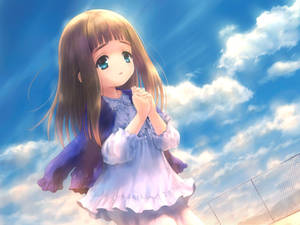 Ταπετσαρία παιδιού anime να προσεύχεται — Ανιμέ παιδιά Ταπετσαρία