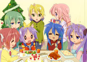 Ταπετσαρία με παιδιά anime Lucky Star — Ανιμέ παιδιά Ταπετσαρία