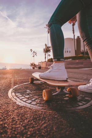 Παπούτσι Σε Skateboard Skater Αισθητική Με Εφέ Ηλιαχτίδας — Huawei MatePad Pro Max Ταπετσαρία