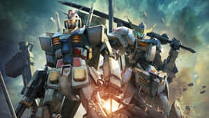 Πιλότος Gundam Παρακολουθεί μια Μητρόπολη από Ψηλά — Gundam GIF Ταπετσαρία