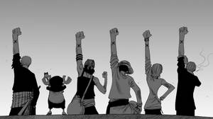 Πλήρωμα που Ζητωκραυγάζει και Luffy Ασπρόμαυρο
