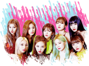 Πολύχρωμο Φόντο με τα Μέλη των Twice