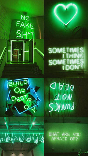 Πράσινα Νέον Φώτα Παστέλ — Ανοιχτό πράσινο αισθητική Ταπετσαρία