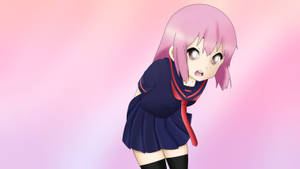 Ταπετσαρία ροζ anime αισθητικής μαθήτριας — Γλυκιά anime κοπέλα Ταπετσαρία