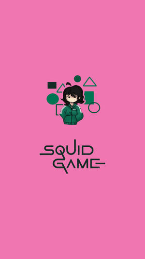 Ροζ καρτούν 067 Squid Game ταπετσαρία — 067 오징어 게임 Ταπετσαρία