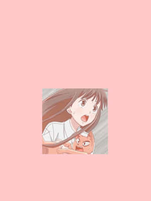 Ροζ Μινιμαλιστικό Tohru Honda Fruits Basket Anime — Μινιμαλιστικό anime Ταπετσαρία