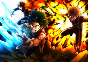 Χαριτωμένη ταπετσαρία Todoroki με Midoriya και Bakugo