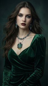 Κομψό πορτρέτο μόδας με θέμα το Slytherin. — Σλίθεριν αισθητική Ταπετσαρία