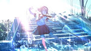 Ταπετσαρία σχολικής κοπέλας anime χορός στη βροχή