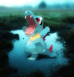 Το Totodile σε μια πραγματική λακκούβα — Pokémon Ταπετσαρία