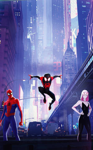 Ταπετσαρία κινητού με την τριάδα Spider-Man του Spider-Verse — Galaxy Tab Ταπετσαρία