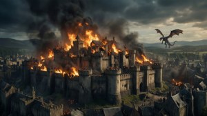Το King's Landing καίγεται καθώς επιτίθεται η Νταινέρυς — 权力的游戏 第八季 Ταπετσαρία